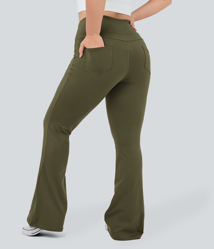 High Waisted Pocket Flare Yoga Plus Size Leggings