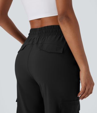 Joggers cargo de cintura alta para baile, con cordón y bolsillos, de secado rápido