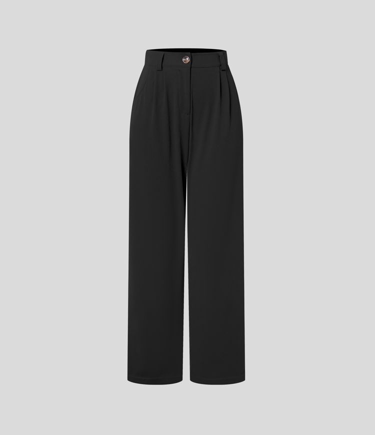 Mid Rise Zipper Pocket Waffle Casual Trousers