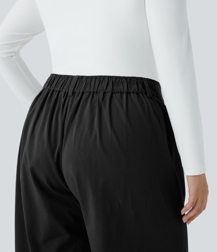 Mid Rise Zipper Pocket Casual Cotton Plus Size Joggers