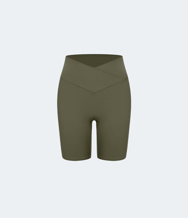 Pantalón corto Softlyzero™ motociclista protección contra fuga yoga bolsillo lateral cruzado tiro alto 17.5cm