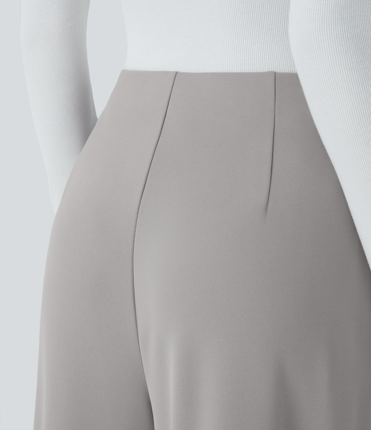 Pantalón crepé pierna acampanada bolsillo lateral tiro alto