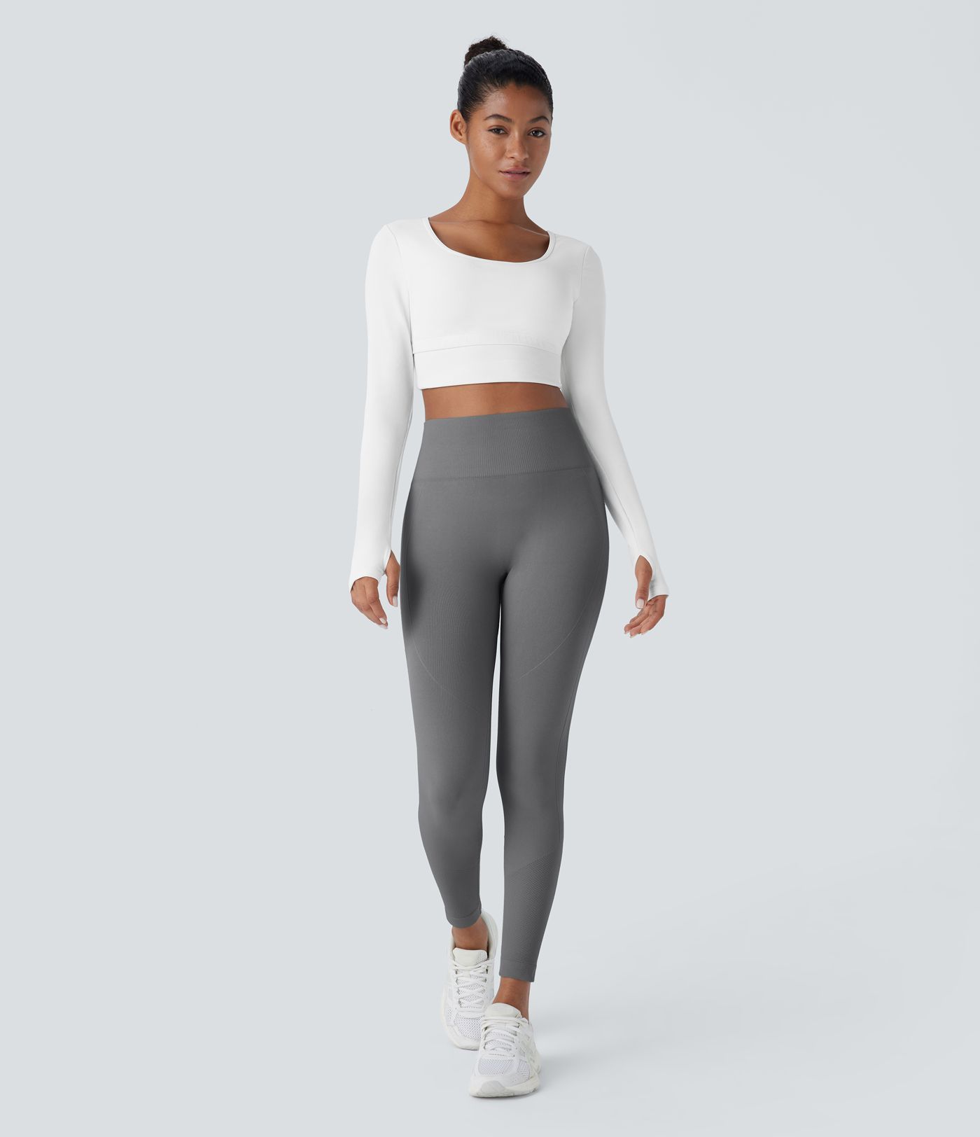 Leggings yoga tiro alto control abdomen realce glúteo sin costura