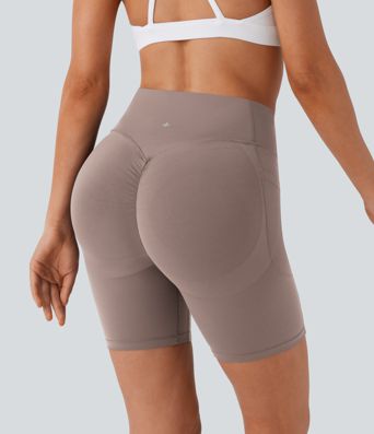 Halara UltraSculpt™ High Waisted Scrunch Butt Lifting Tummy Control Side Pocket Shaping Workout Biker Shorts 7''
