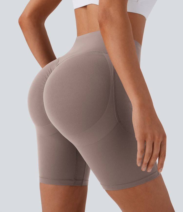 Halara UltraSculpt™ High Waisted Scrunch Butt Lifting Tummy Control Side Pocket Shaping Workout Biker Shorts 7''