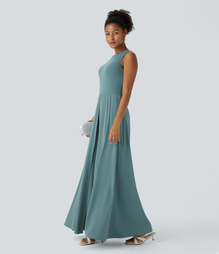 Breezeful™ Zipper Sleeveless Pocket Contrast Quick Dry Jumpsuit