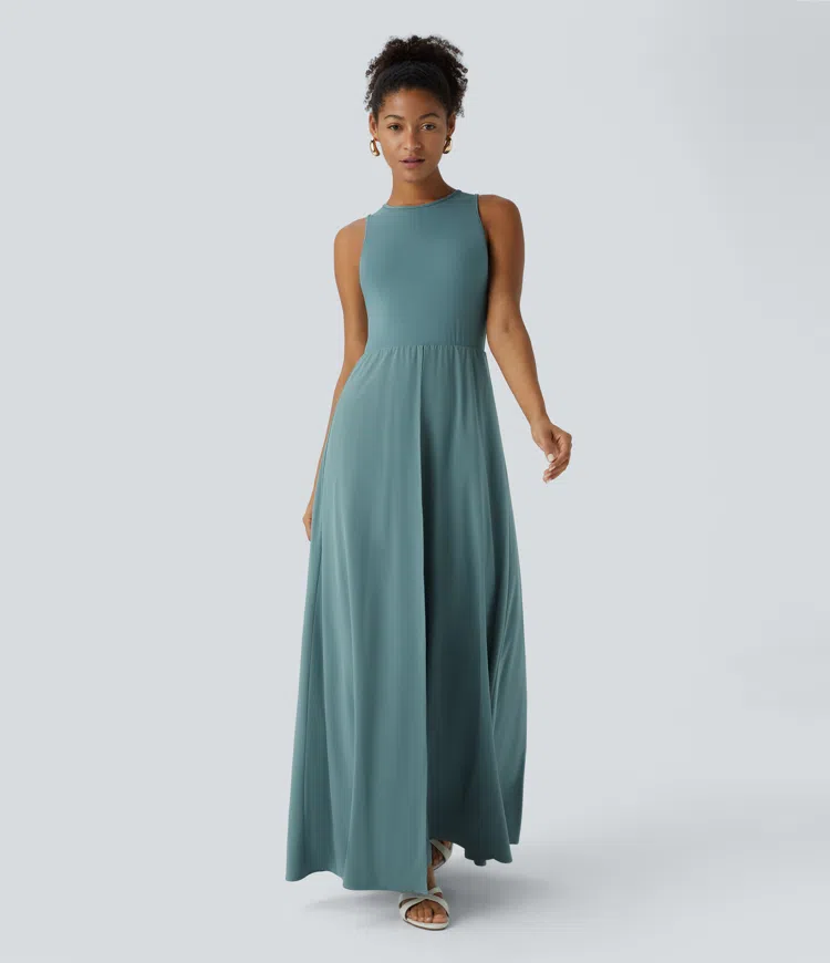 Breezeful™ Zipper Sleeveless Pocket Contrast Quick Dry Jumpsuit