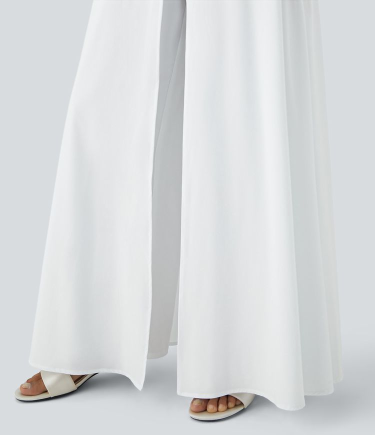 Breezeful™ Ärmelloser Jumpsuit mit Reißverschluss, Seitentaschen und Kontrastfarben für Brautjungfern und Hochzeitsgäste - schnelltrocknend