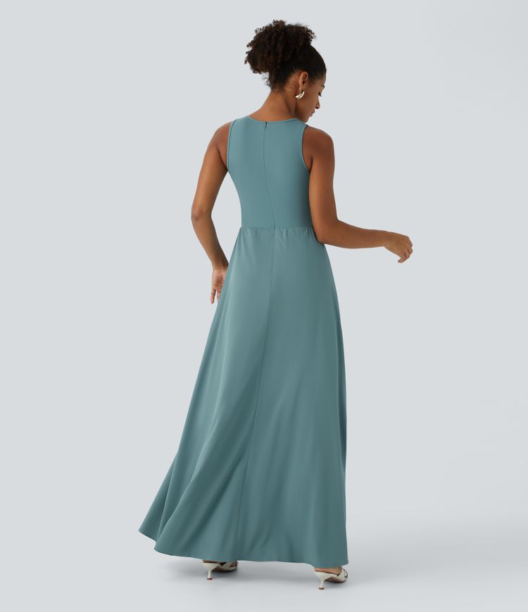 Breezeful™ Zipper Sleeveless Pocket Contrast Quick Dry Jumpsuit