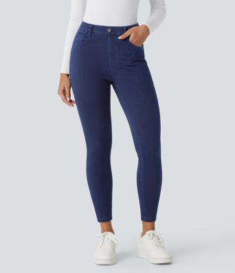 Leggings 7/8 de travail en denim taille haute avec poches Halara Flex™