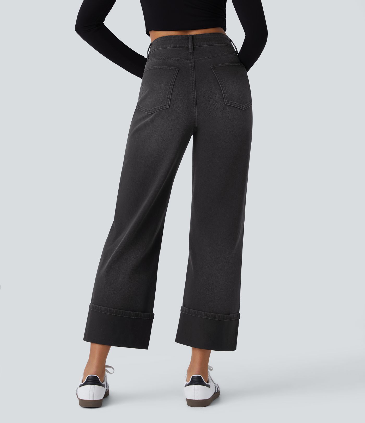 Halara Flex™ Jean Larges Taille Haute Ourlet Roulotté Multiples Poches