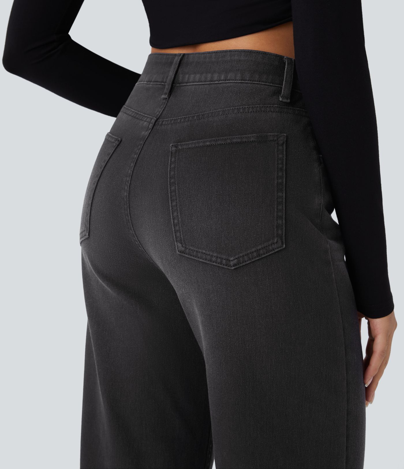 Halara Flex™ Jean Larges Taille Haute Ourlet Roulotté Multiples Poches