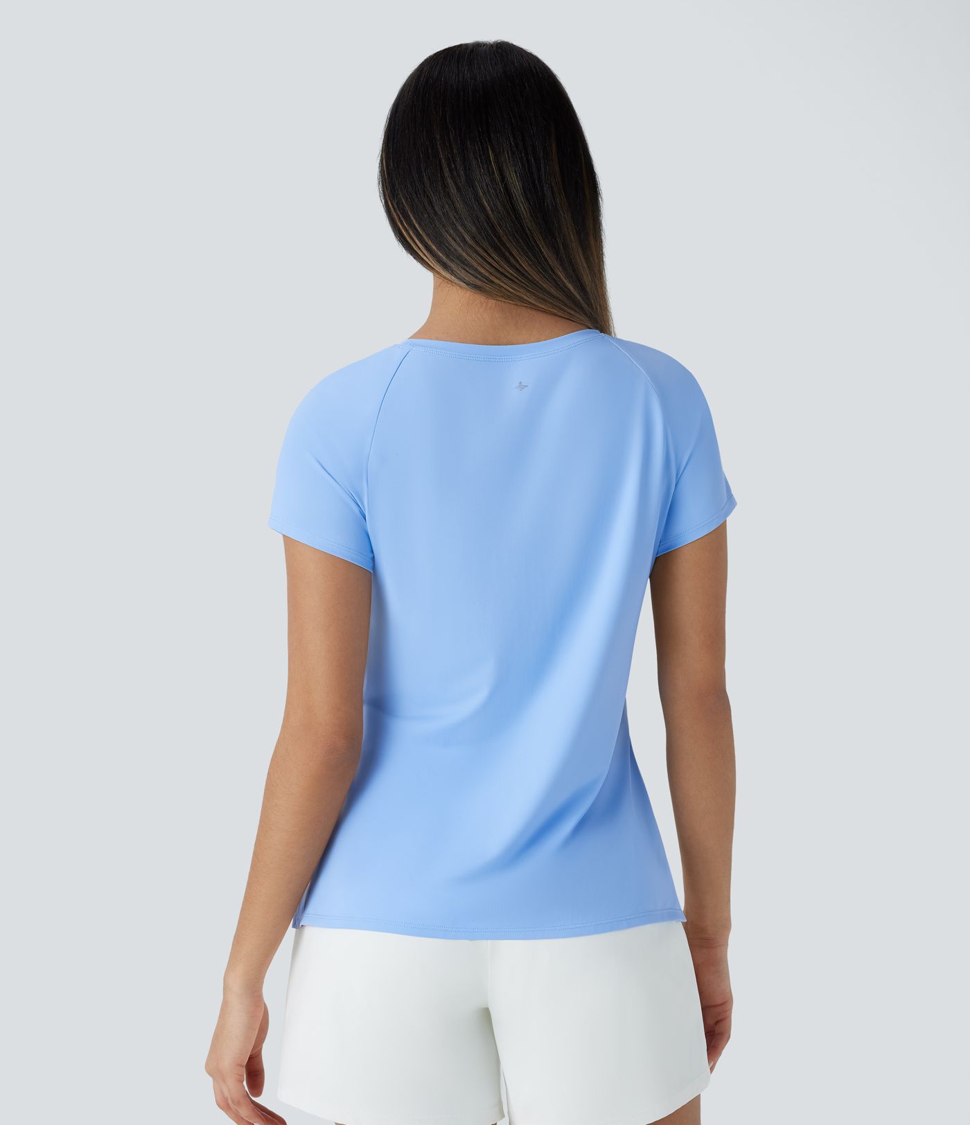 Boat Neck Short Sleeve Cut Out Cool Touch Workout Sports Top-UPF50+