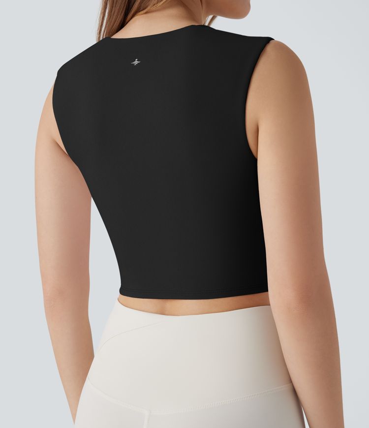 SoftlyZero™ Airy Square Neck Cropped Cool Touch Pickleball Tank Top-UPF50+