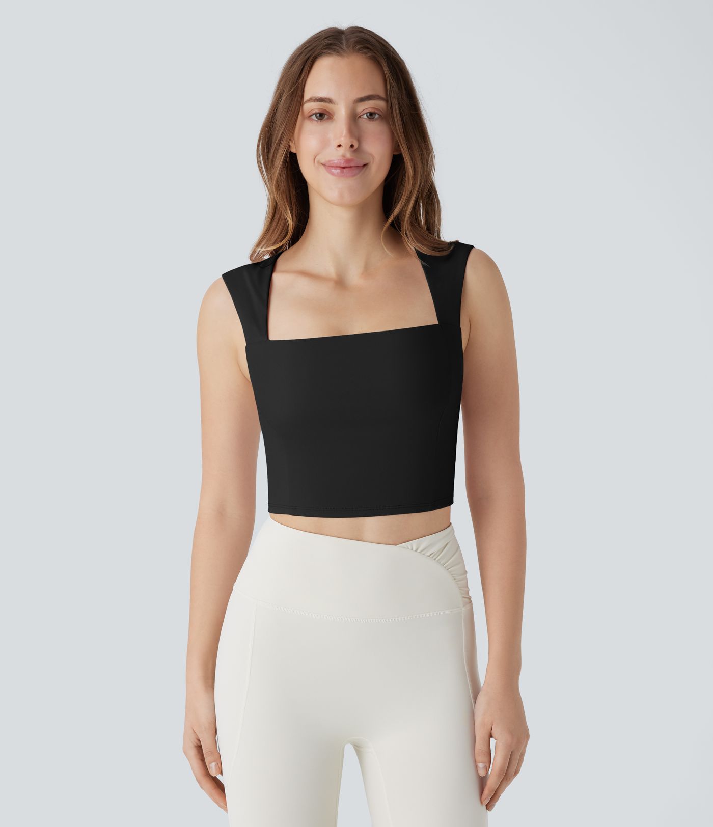 SoftlyZero™ Airy Square Neck Cropped Cool Touch Pickleball Tank Top-UPF50+