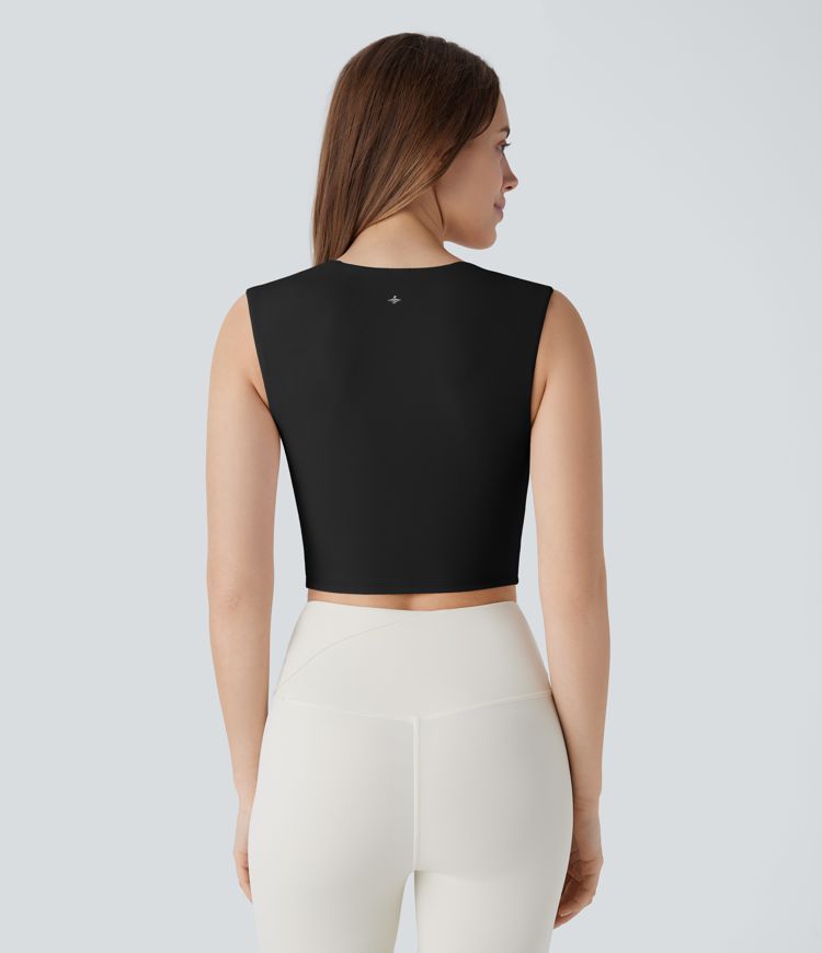 SoftlyZero™ Airy Square Neck Cropped Cool Touch Pickleball Tank Top-UPF50+