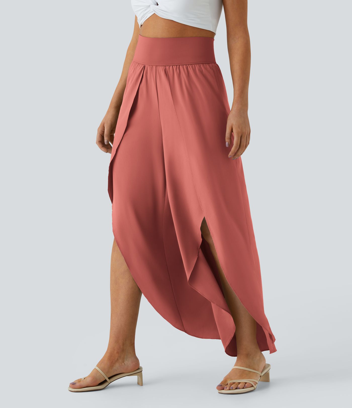 Pantalones Breezeful™ secado rápido tiro alto bolsillo palazzo pierna ancha abertura fluida