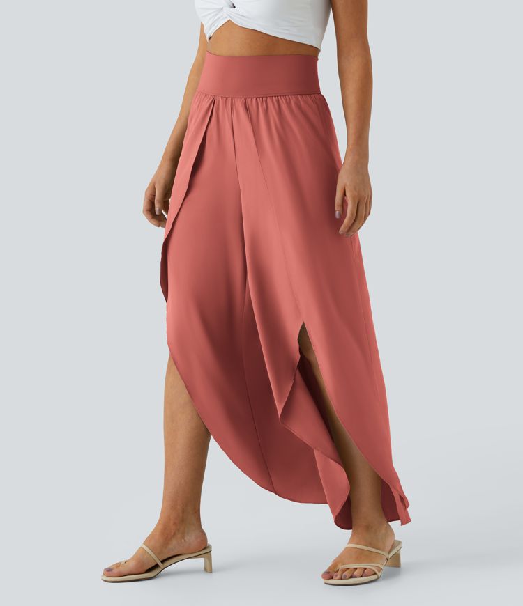 Pantalones Breezeful™ secado rápido tiro alto bolsillo palazzo pierna ancha abertura fluida