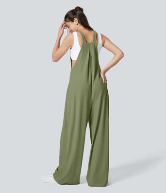 Pockets Waffle Casual Overalls