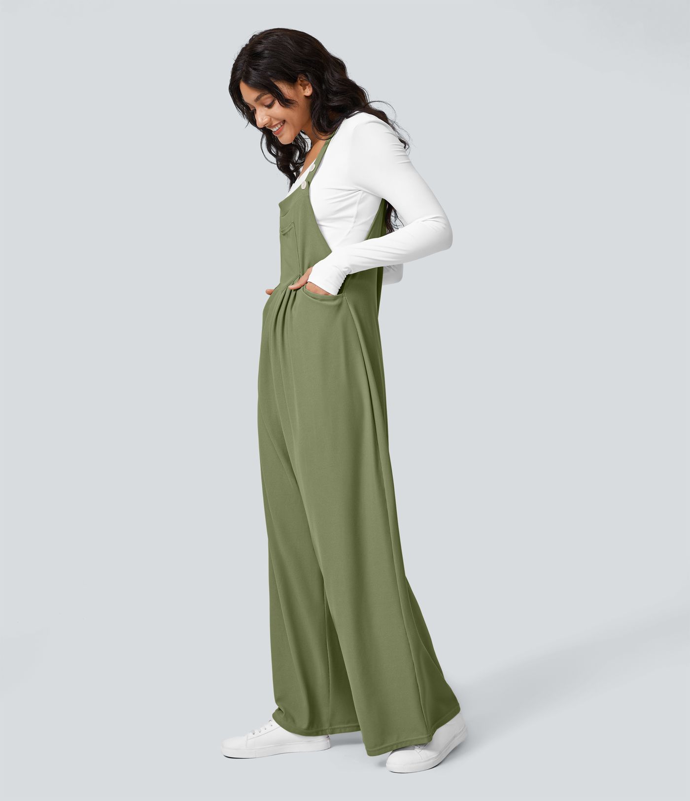 Pockets Waffle Casual Overalls