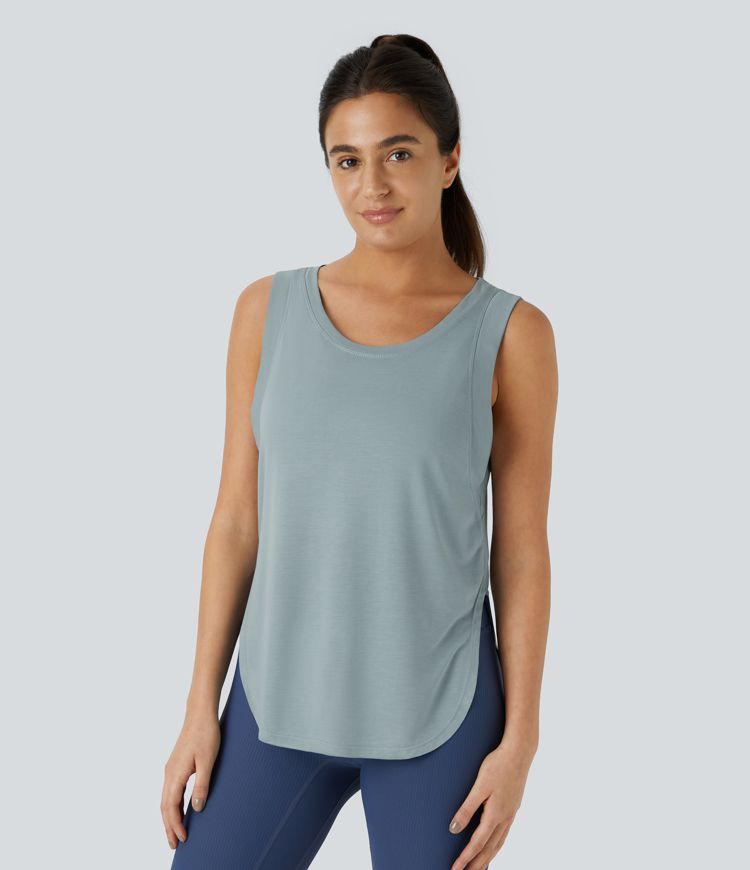 Round Neck Hem Casual Tank Top