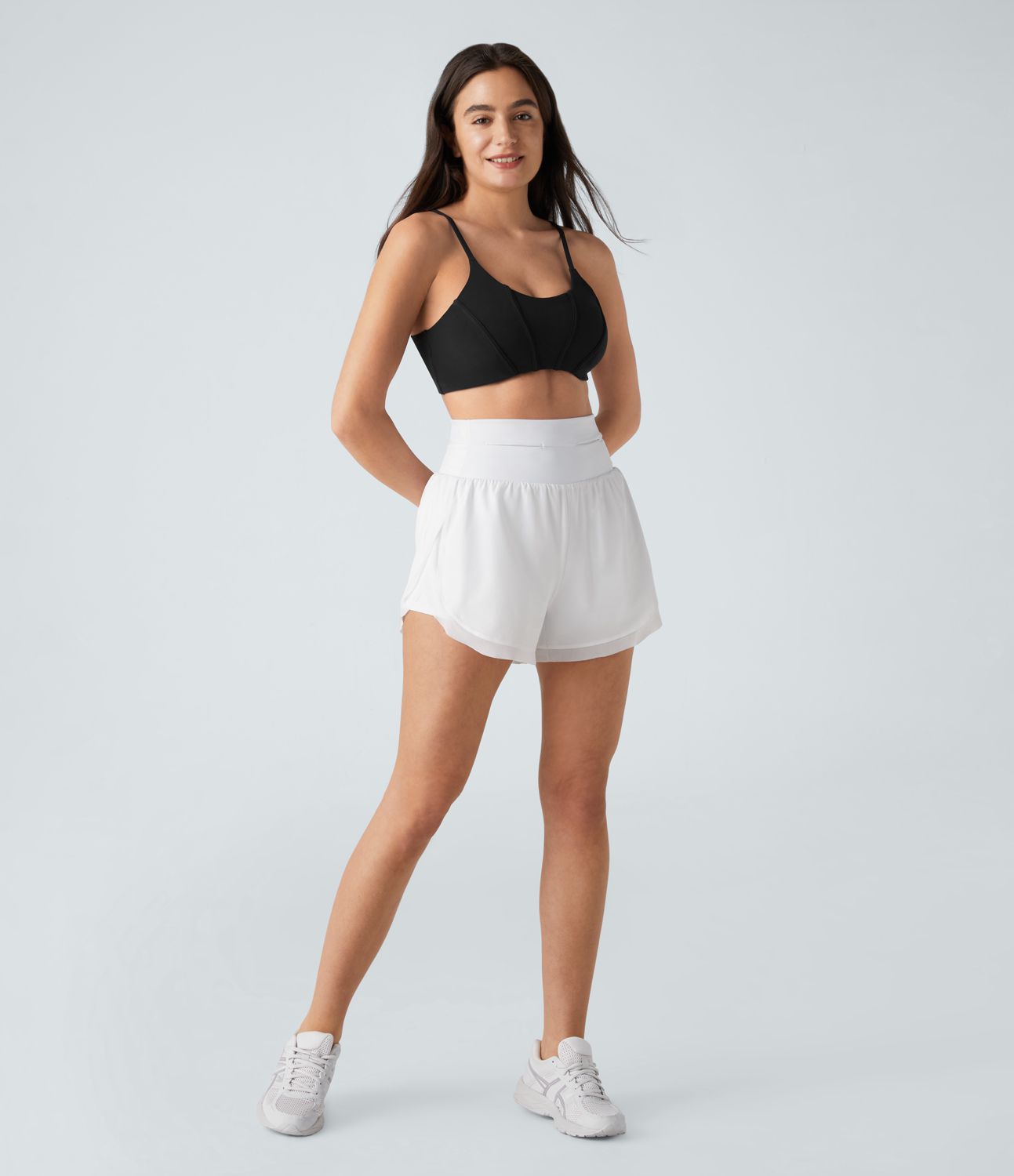 Breezeful™ 2-in-1 kurze Sporthose mit hohem Bund, Konstrastnetz und abgerundetem Saum, Sportshort