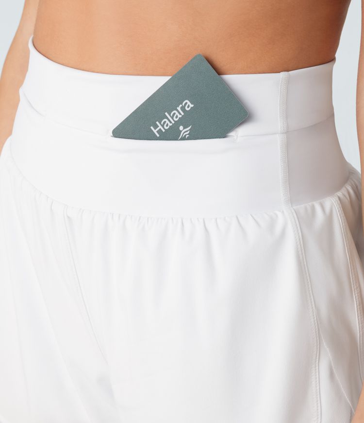 Breezeful™ High Waisted Pocket Contrast Mesh Curved Hem 2-in-1 Quick Dry Running Shorts