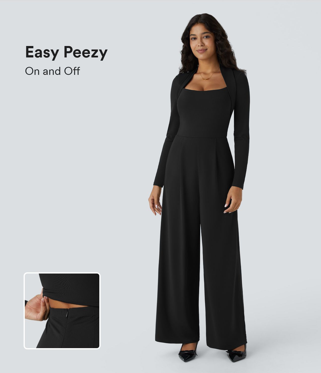 Long Sleeve Pocket Wide Leg Jumpsuit-Easy Peezy