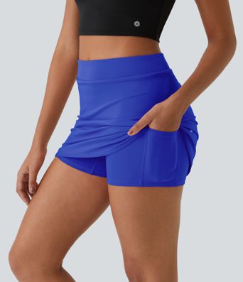 Everyday High Waisted Side Pocket 2-in-1 Micro Mini Golf Skirt-Clarity