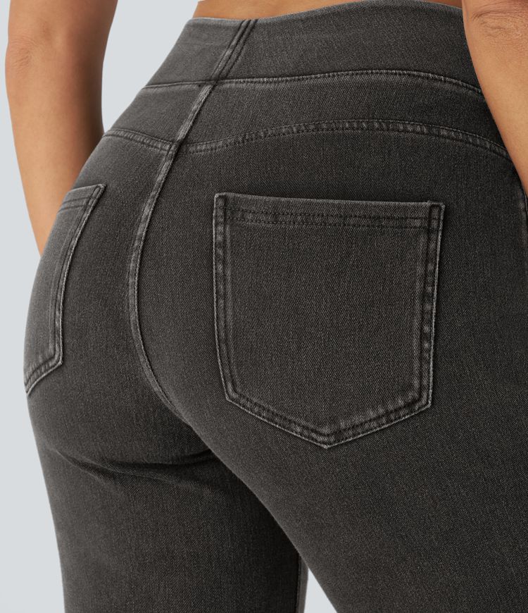 Halara Flex™ Jean Droites Travail en Maille Extensible Taille Haute Plusieurs Poches