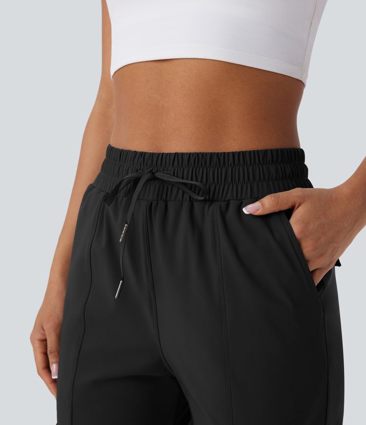 Joggers cargo de cintura alta para baile, con cordón y bolsillos, de secado rápido