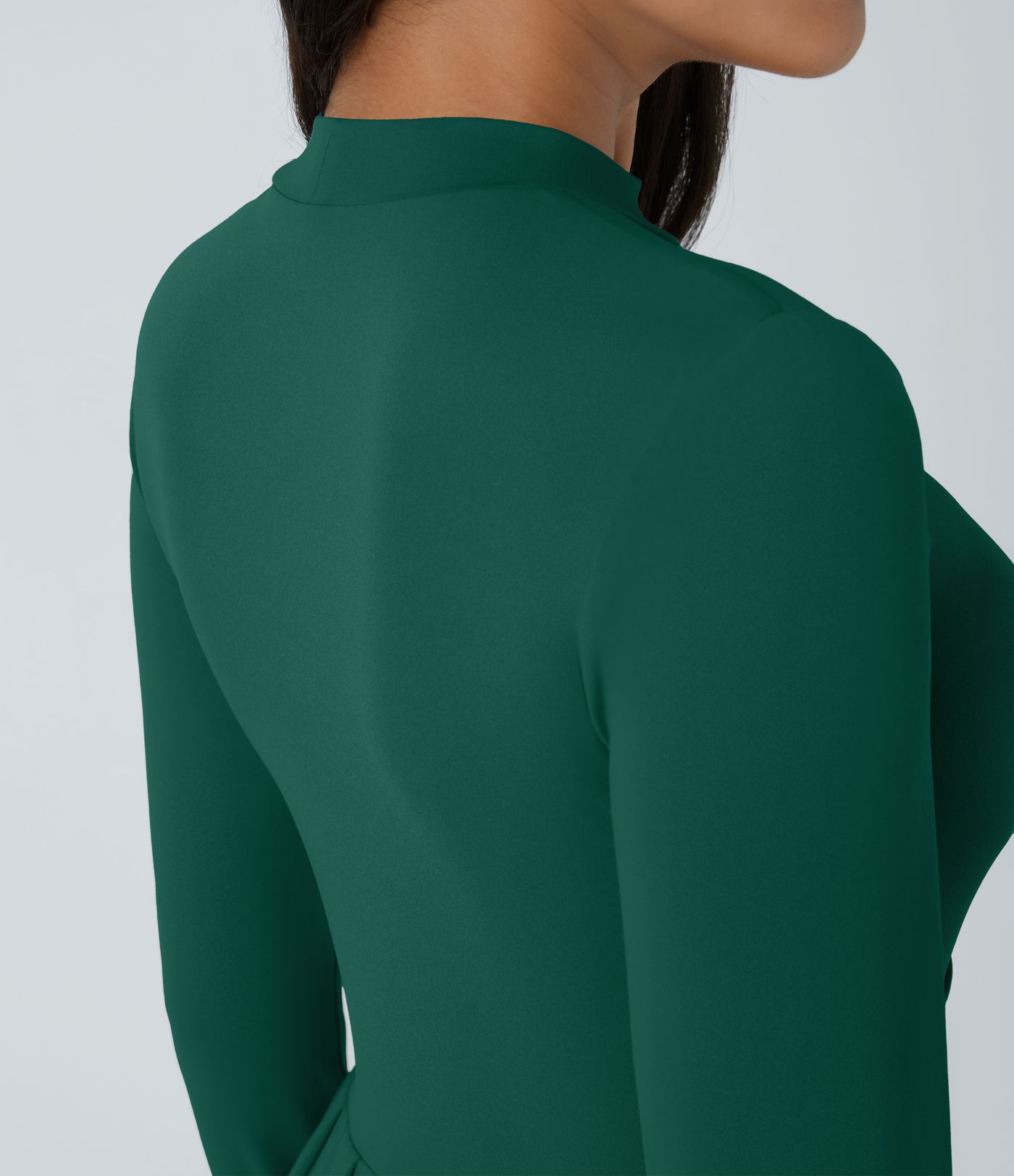 Mock-neck Long Sleeve Pocket Flare Maxi Casual Dress