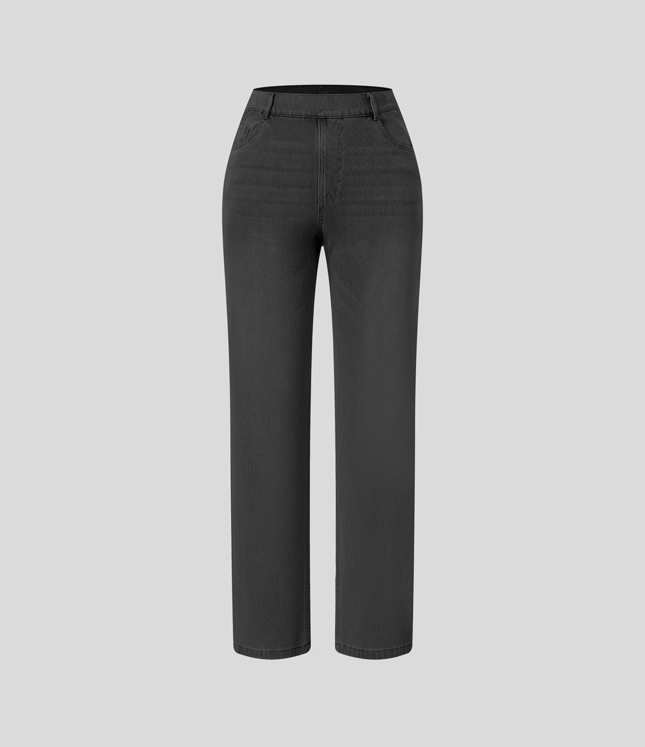 Jean droit Halara Flex™ à taille haute, poches multiples, effet délavé et tissu extensible