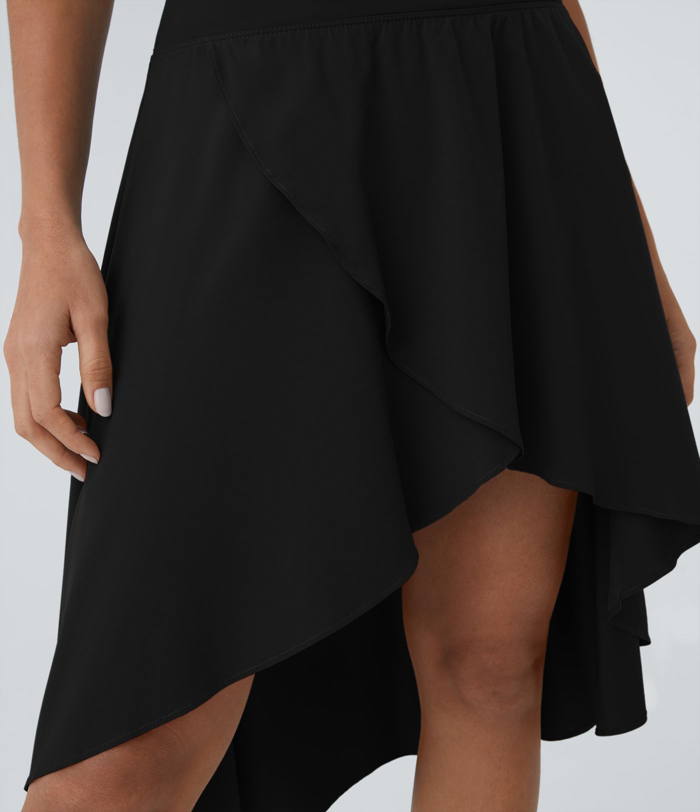 Breezeful™ High Waisted Asymmetric Ruffle High Low Flowy 2-in-1 Quick Dry Dance Skirt