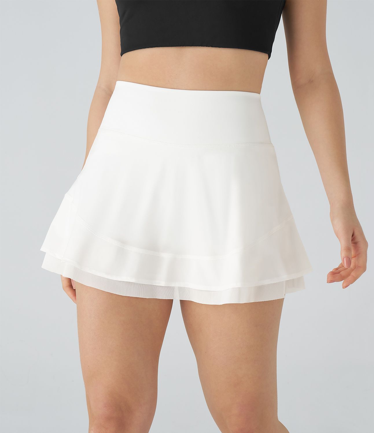 Minifalda Breezeful™ golf secado rápido malla contrastante bolsillo lateral 2 en 1 fruncida tiro alto