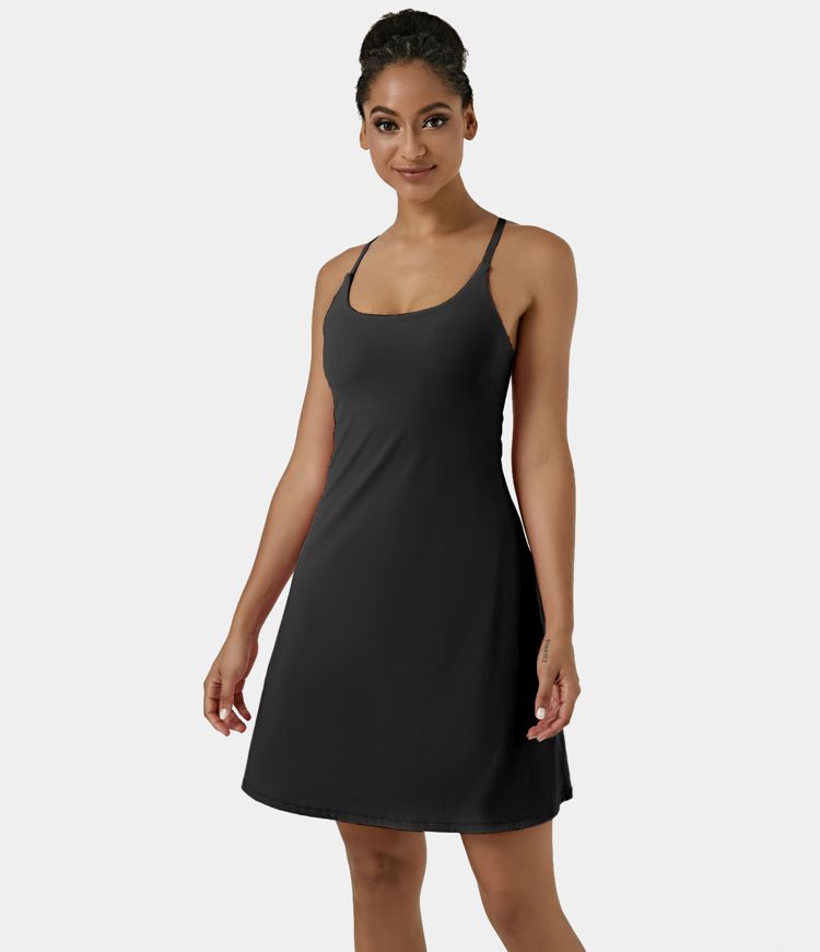 Softlyzero™ Airy Backless Cut Out Adjustable Strap 2-in-1 Pocket Cool Touch Longer Yoga Active Dress-UPF50+