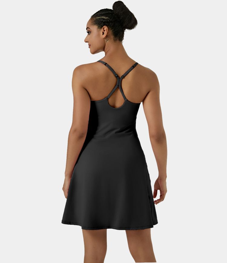 Softlyzero™ Airy Backless Cut Out Adjustable Strap 2-in-1 Pocket Cool Touch Longer Yoga Active Dress-UPF50+