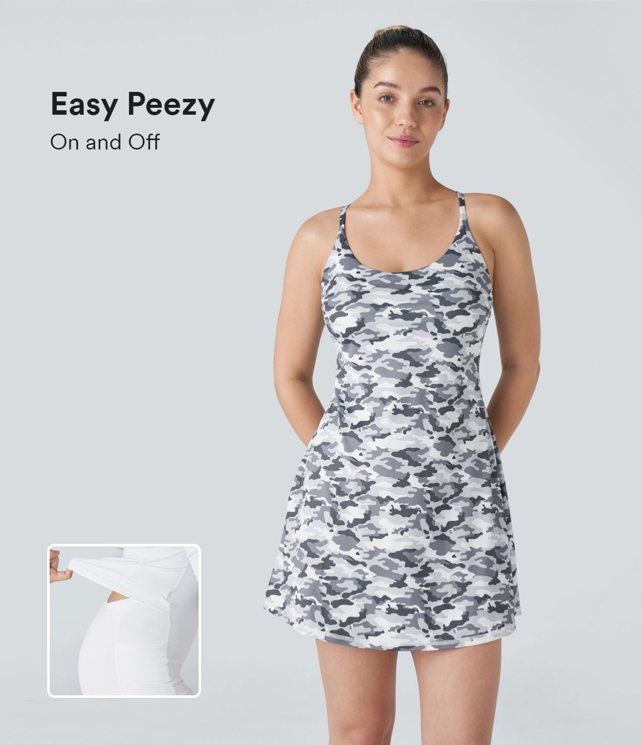Backless Pickleball Activity Dress with Camouflage Print - Easy Peezy Edition