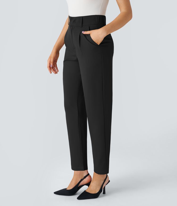 Bamans Pantalones De Vestir Negros Para Mujer, Pierna Recta, Cintura Alta, Pantalones De Trabajo Para Negocios, Oficina, Traje Formal, Negro
