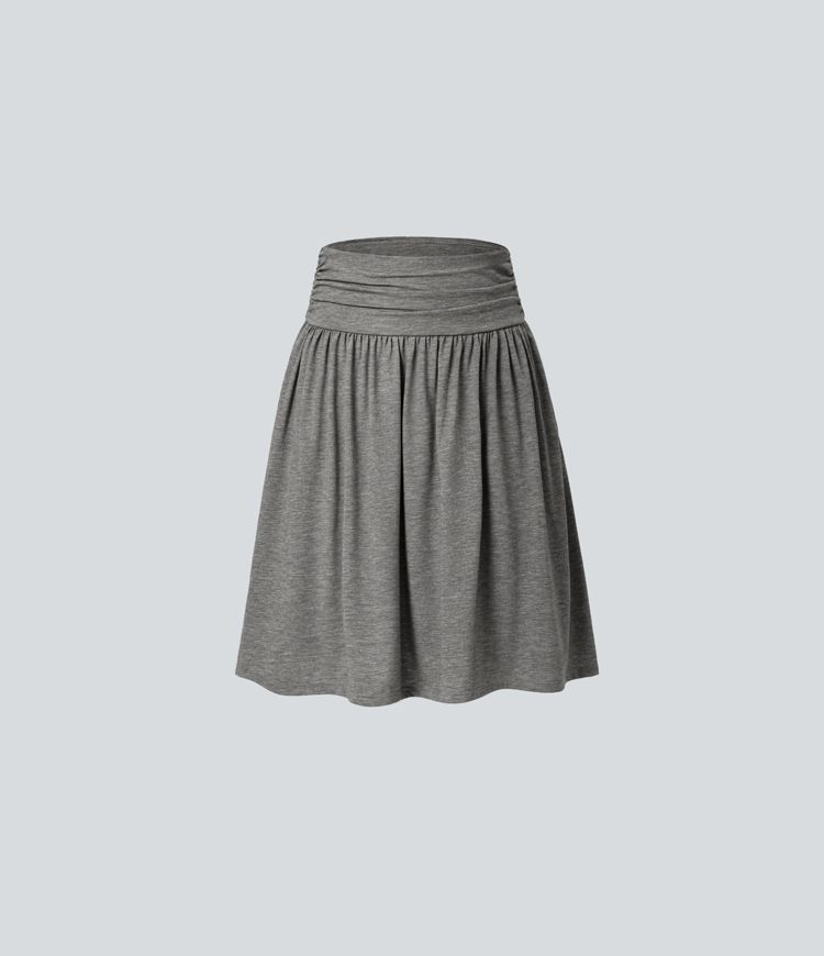 High-waist Ruched Side Pocket Wide Resort Skirt