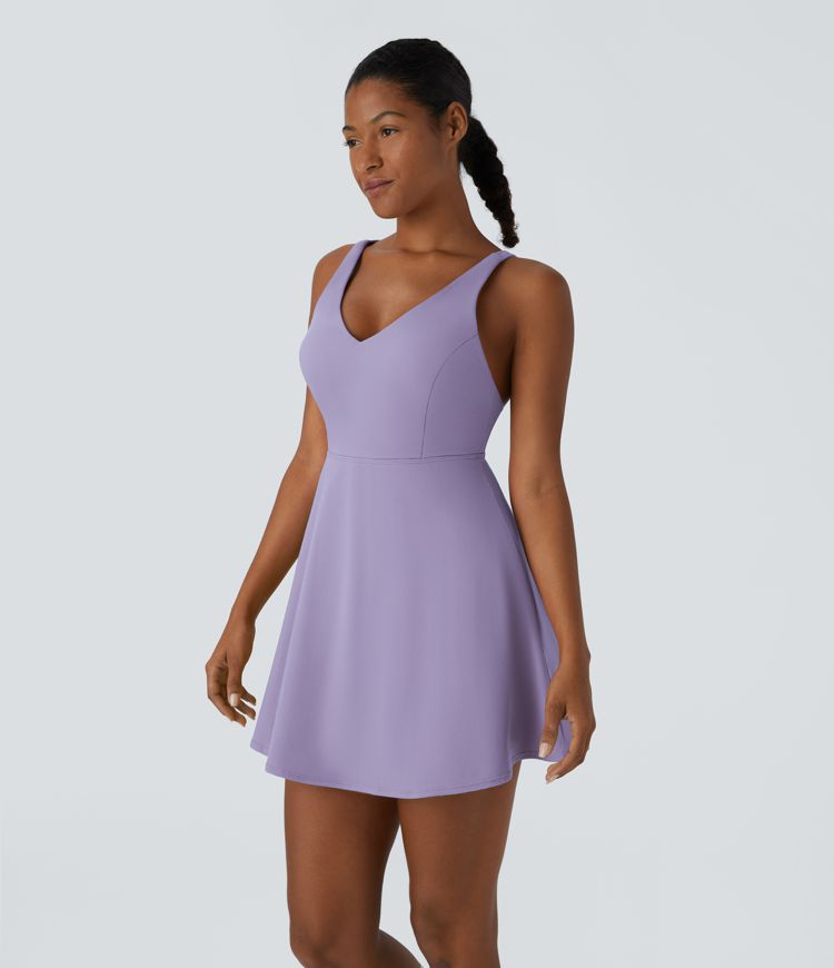 Softlyzero™ Plush Backless Crisscross 2-Piece Pocket Dance Active Dress-UPF50+
