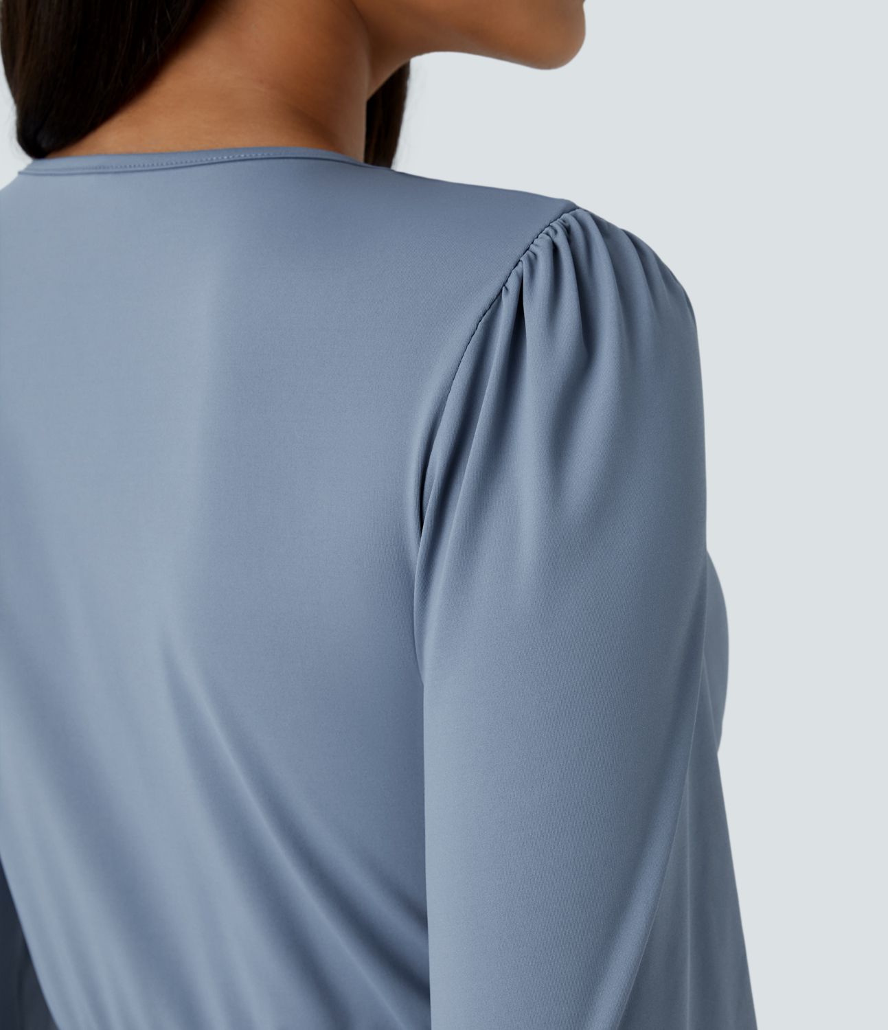 V-neck long sleeve tulip hem midi party dress