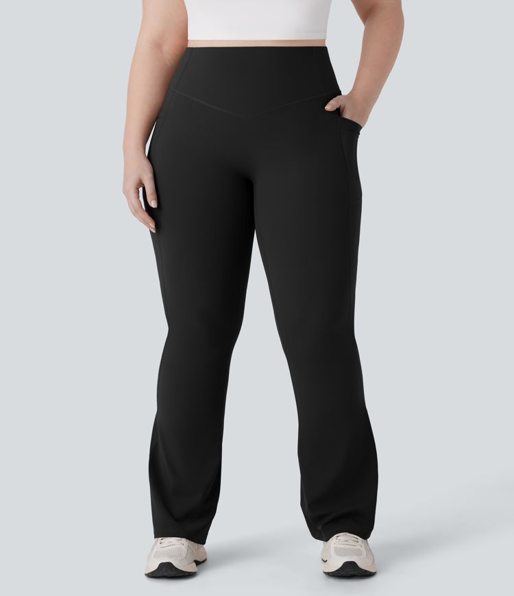 Halara UltraSculpt™ SoCinched High Waisted Scrunch Butt Lifting Tummy Control Side Pocket Shaping Yoga Bootcut Plus Size Leggings