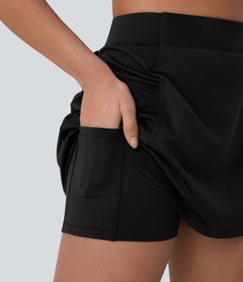 High Waisted 2-in-1 Mini Tennis Skirt with Pockets