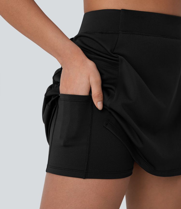 High Waisted 2-in-1 Mini Tennis Skirt with Pockets