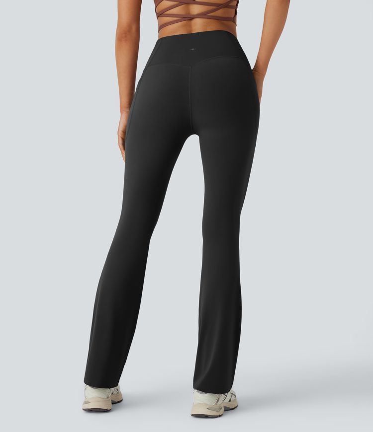 SoCinched High Waisted Tummy Control Side Pocket Shaping Yoga UltraSculpt Slight Flare Leggings