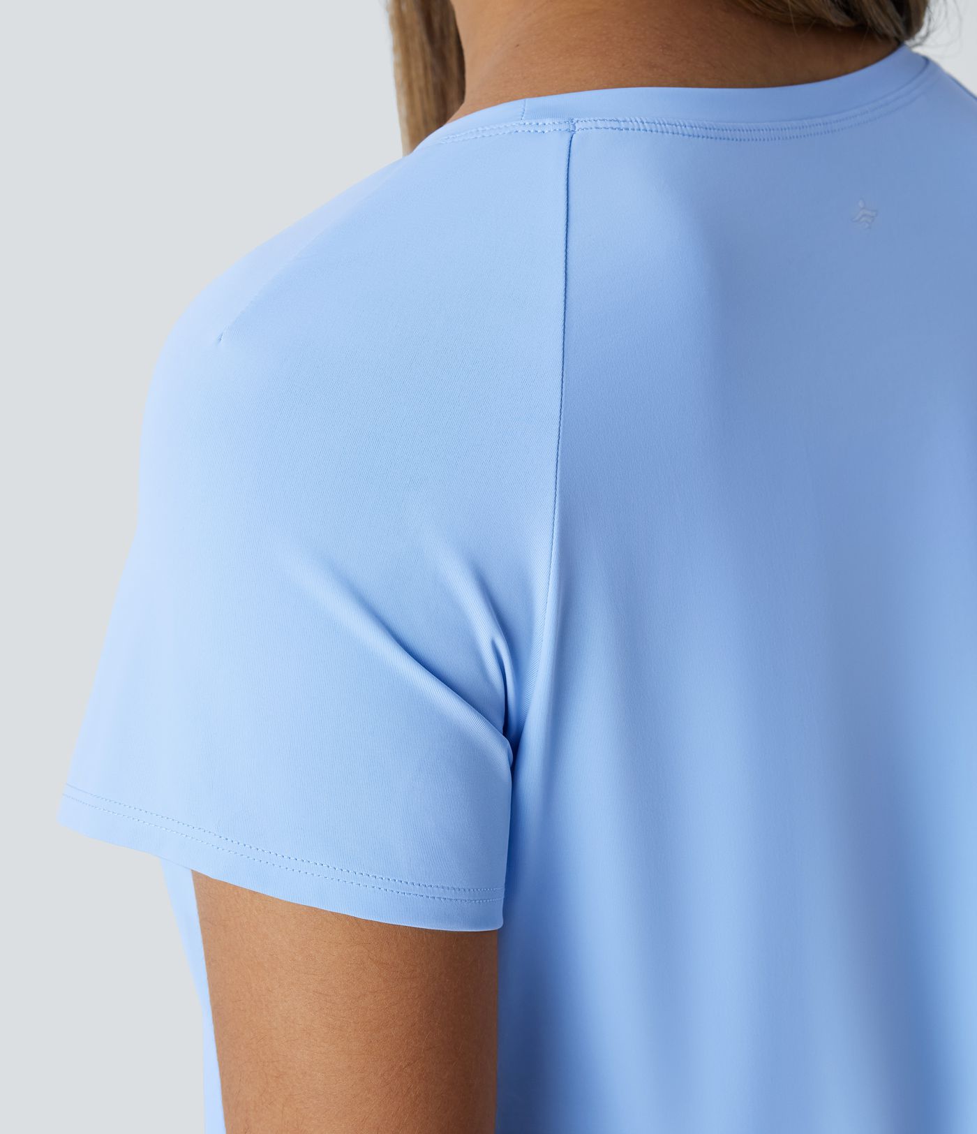 Boat Neck Short Sleeve Cut Out Cool Touch Workout Sports Top-UPF50+