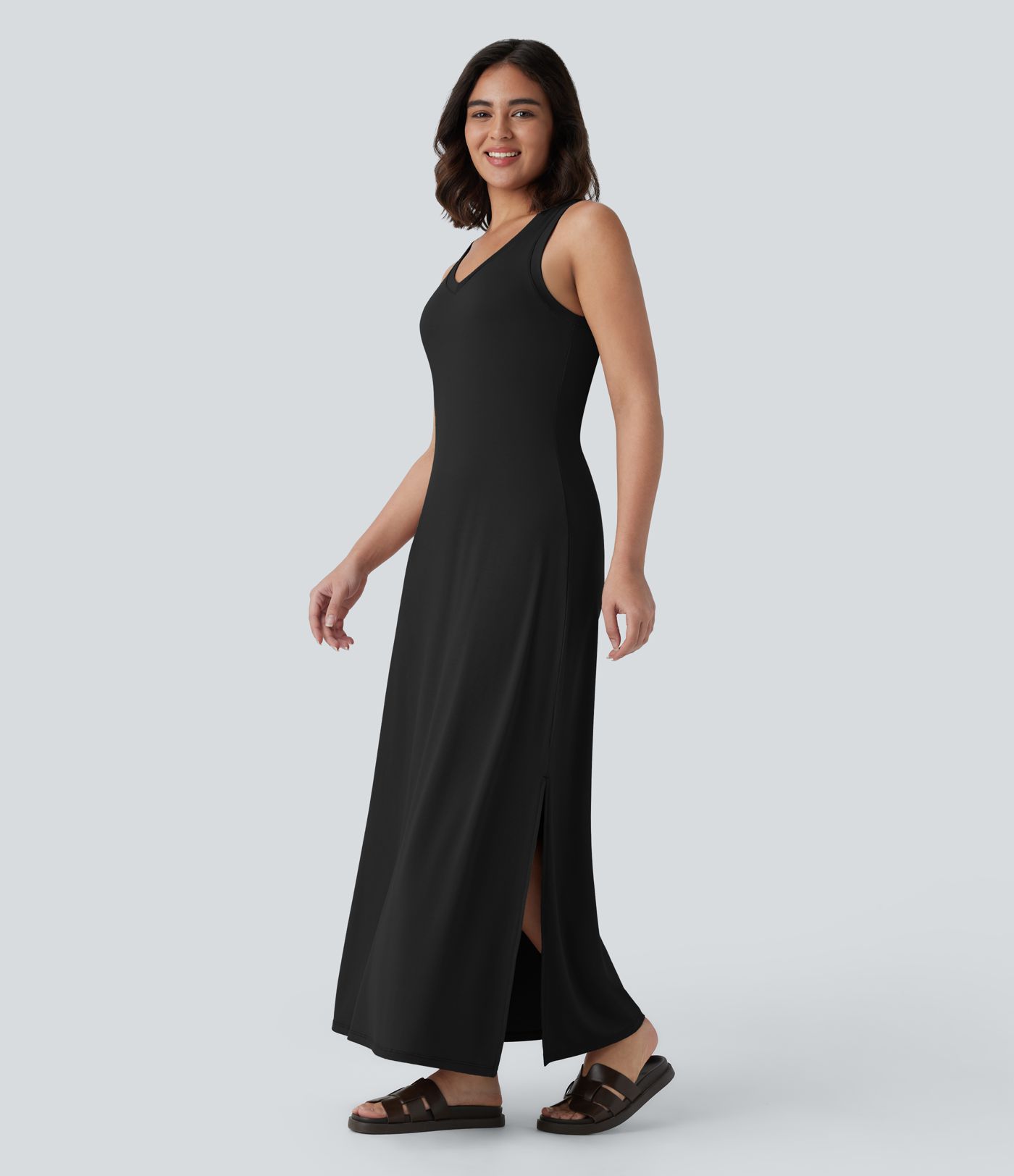 V Neck Maxi Casual Tank Dress