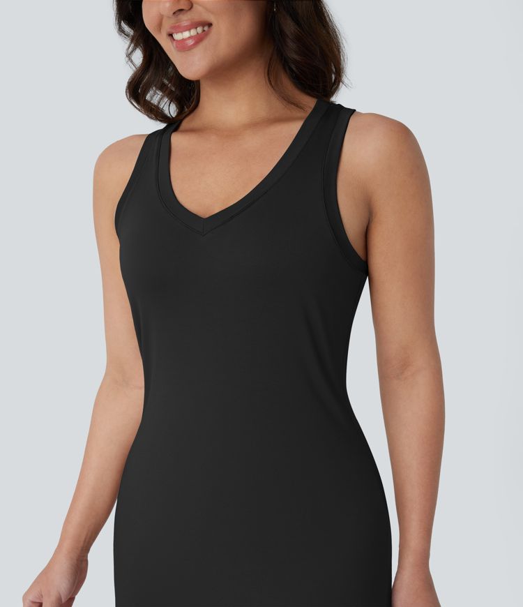 V Neck Maxi Casual Tank Dress