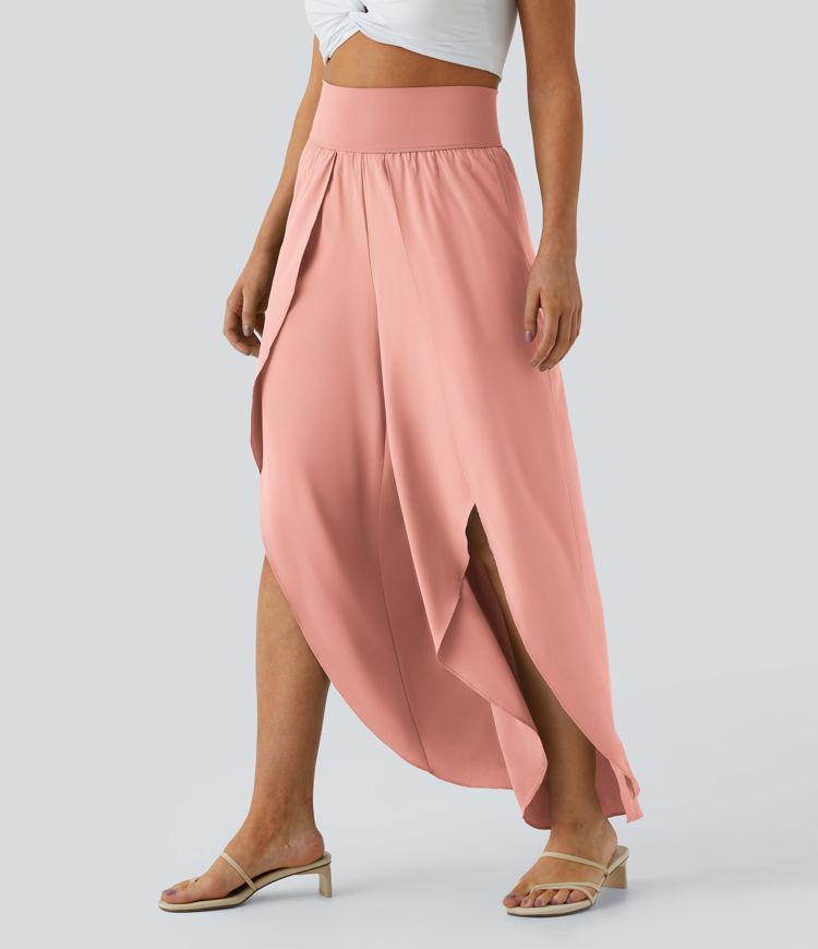 Pantalones Breezeful™ secado rápido tiro alto bolsillo palazzo pierna ancha abertura fluida